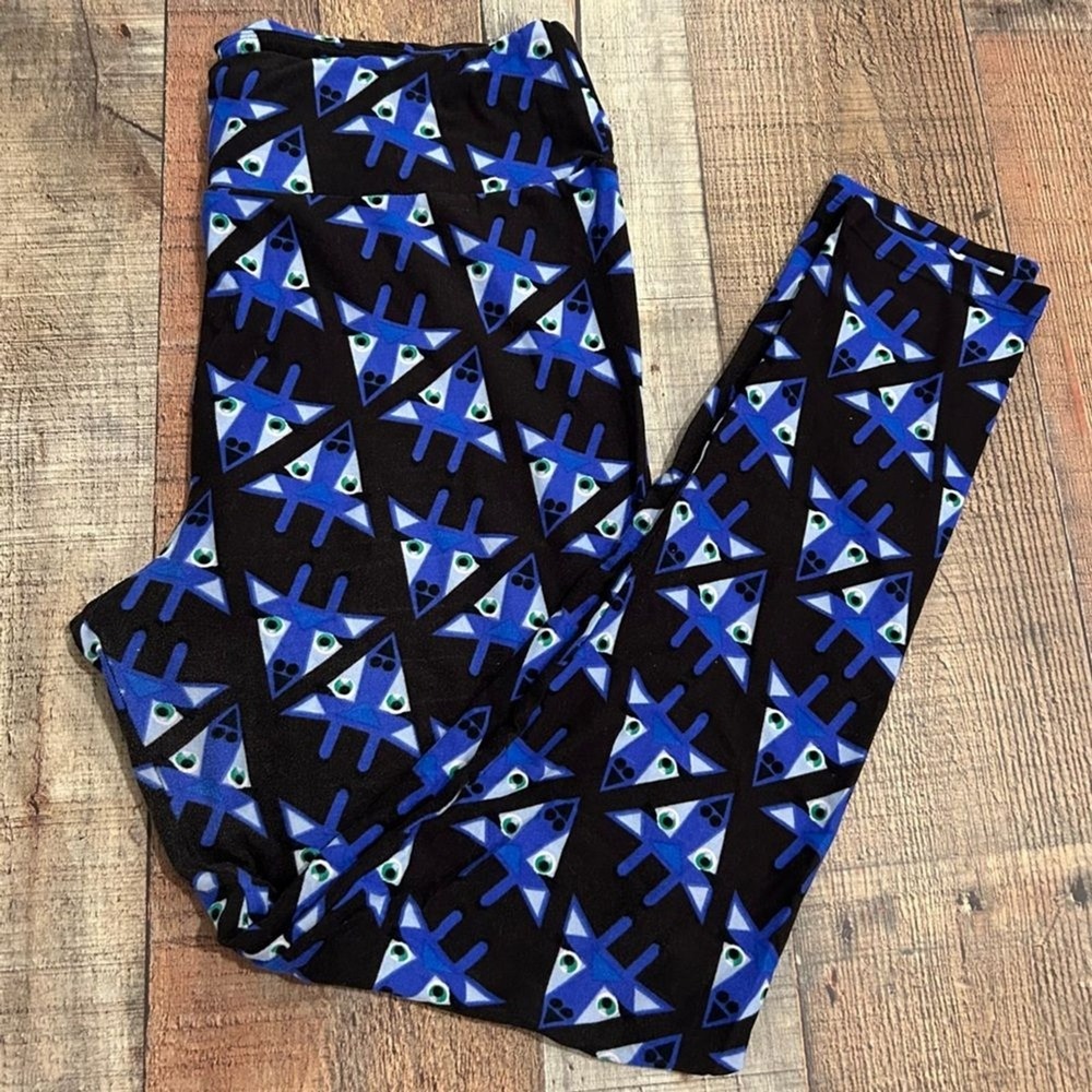 LuLaRoe TC Leggings Blue Goat Print Tall & Curvy Rare Animal Pattern 12-16 Plus